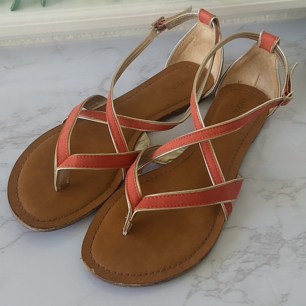 Merona Gold and Coral Sandals